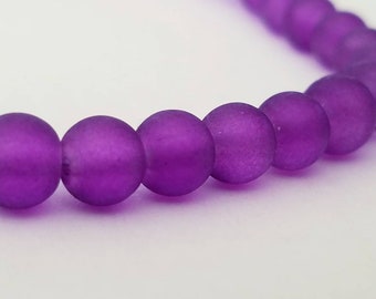 50 Perline Di Vetro Da 8 Mm, Perline Rotonde In Vetro Smerigliato, Perline Sparse, Rotonde Con Fori, Per Fai Da Te Fai Da Te Fai Da Te, Gioielli Rosa - Foto 3