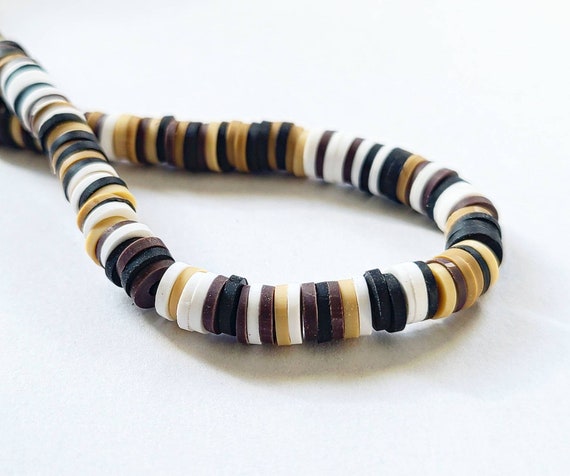 6mm Neutrals, Black, White, Brown and Tan Handmade Polymer Clay