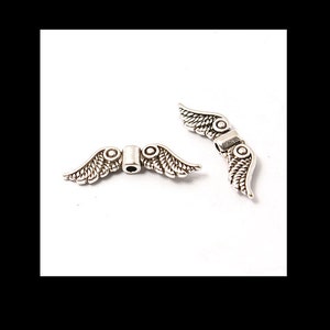 20 Angel Wings,  Antique Silver,  Guardian Angels, Scroll Detail