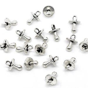 Ciuccio Charms, 13x4mm, Silver Baby Pacifier Charms, Wholesale Charms, Combine Shipping, Infant Charms, New Mother Charms, New Moms