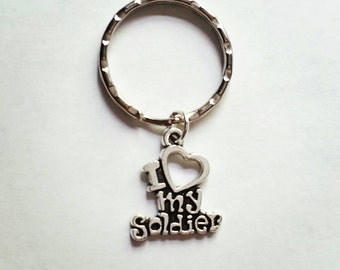 I Love My Soldier Keychain Army, Navy, Airforce, Marines