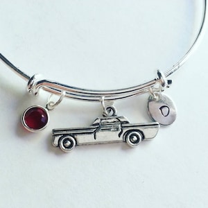 Personalized Classic Car Bracelet, Impala, Dean Winchester, Supernatural inspired, Handstamped initial, Swarovski Birthstone Crystal, Expand