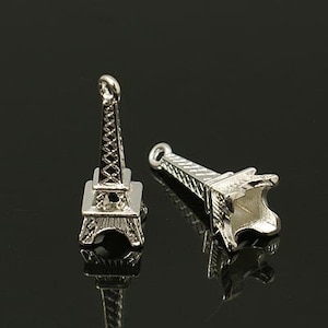 10, 20 or 50 Charms,  Silver Eiffel Tower Charms, 24x8mm, France Charms, Travel Charms, Monument Charms, French Charms