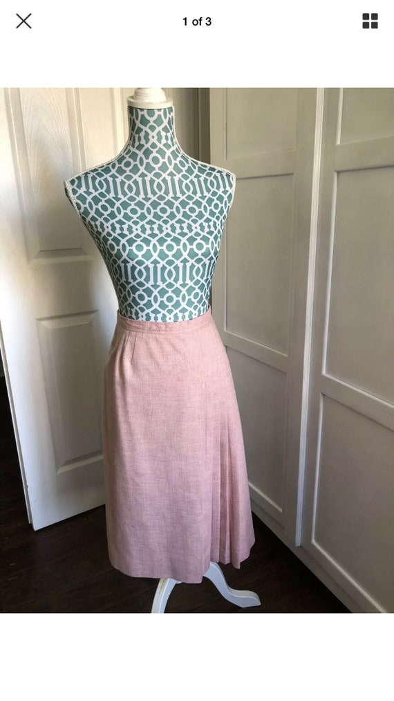 Vintage Evan Picone Linen Skirt (Pink)