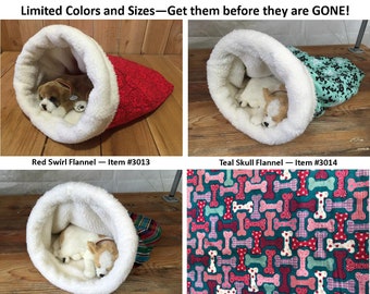 Handmade Fleece Pet Snuggle Den, Burrow Bed, Cozy Cave