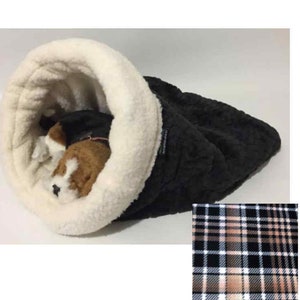 Snuggle Den, NEW FABRIC, Brown & Black Plaid, Flannel, Pet Bed, Sleeping Bag, Den, burrow bed. dog sleeping bag, snuggle sacks, cave beds