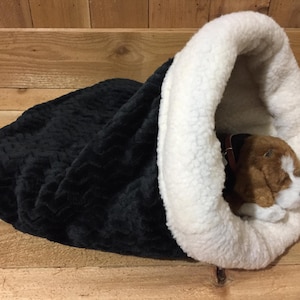 X-Large Faux Fur Pet Bed, Snuggle Den, Burrow Sleeping Bag