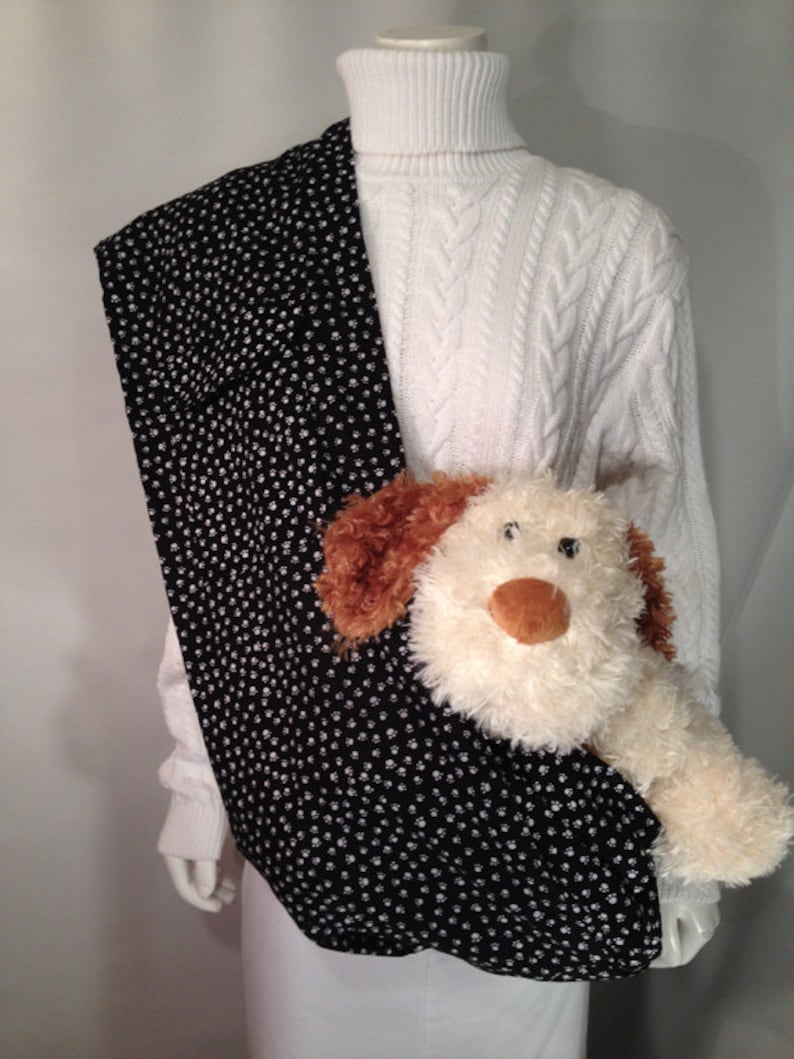 Pet Sling Black With White Paw Pet Carrier Pet Pouch Etsy