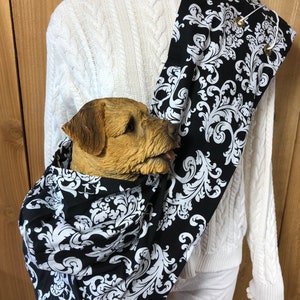 Pet Carrier, Pet Sling, Black & White LeFleur 2,  Pet Pouch, Handcrafted, Dog Carrier, Puppy Sling, Dog Sling