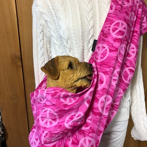 Pet Carrier, Pet Sling, Pink Peace Print,  Pet Pouch, Handcrafted, Dog Carrier, Puppy Sling, Dog Sling