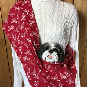 Pet Carrier, Pet Sling, Red Butterfly,  Pet Pouch, Handcrafted, Dog Carrier, Puppy Sling, Dog Sling