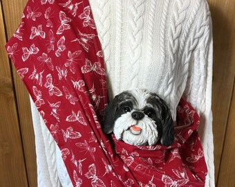 Pet Carrier, Pet Sling, Red Butterfly,  Pet Pouch, Handcrafted, Dog Carrier, Puppy Sling, Dog Sling