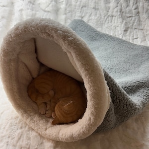 Snuggle Den, Light Gray, NEW FABRIC, Plush, Plush Fabric, Pet Bed, Sleeping Bag, Den, burrow bed. dog sleeping bag, snuggle sacks, cave beds