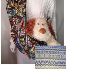 Yellow Chevron Pet Sling, Handcrafted Dog Carrier, Adjustable