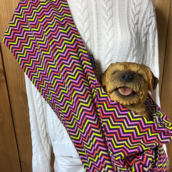 Pet Carrier, Pet Sling, Multi Color Chevron Print,  Pet Pouch, Handcrafted, Dog Carrier, Puppy Sling, Dog Sling