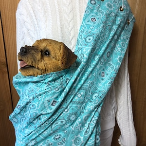 Pet Carrier, Pet Sling, Teal Bandanna Print,  Pet Pouch, Handcrafted, Dog Carrier, Puppy Sling, Dog Sling