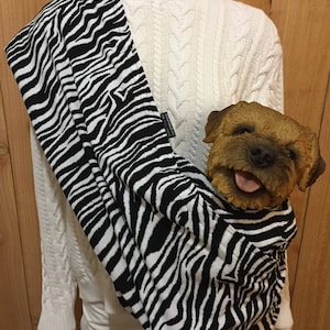 Pet Sling, Zebra Print, Pet Carrier, Pet Pouch, Handcrafted, Dog Carrier, Puppy Sling, Dog Sling