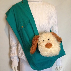 Pet Sling, Solid Teal Fabric, Pet Carrier, Pet Pouch, Handcrafted, Dog Carrier, Puppy Sling, Dog Sling