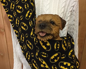 Pet Carrier, Pet Sling, Batman Print,  Pet Pouch, Handcrafted, Dog Carrier, Puppy Sling, Dog Sling