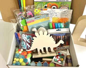 Craft Boxes for Boys, Dinosaur Craft Kit, Art Boxes for Kids, Dinosaur Gifts, Busy Box for Kids, Kid Activity Box, Custom Craft Boxes