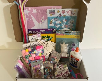 Craft Boxes for Girls, Unicorn Activity Box, Art Boxes for Kids, Busy Box for Kids, Children's Activity Box, Custom Craft Boxes