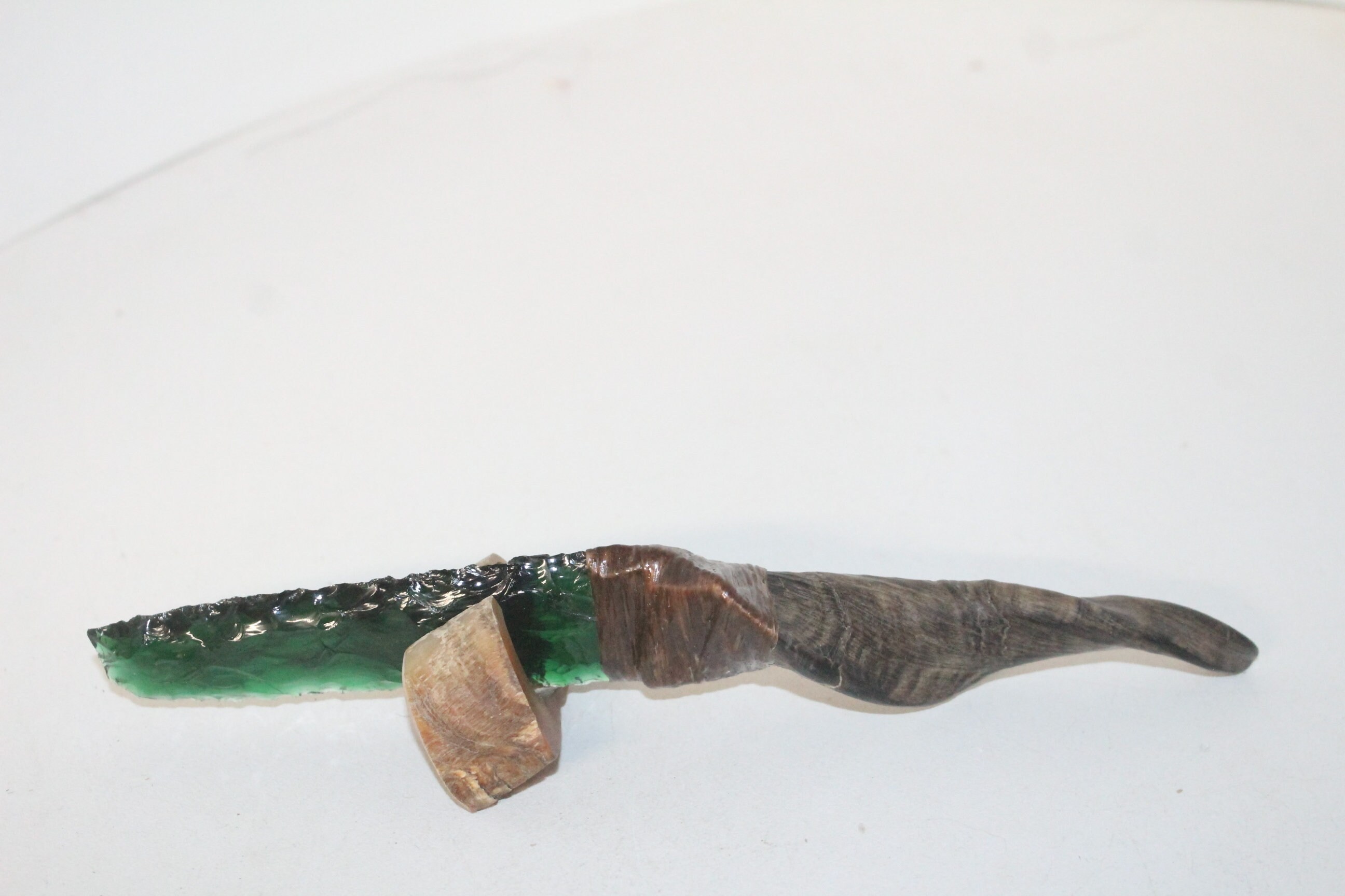 Goat horn handle knife with glass blade 299 Ornamental Etsy