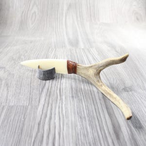 Deer Antler Handle Bone Blade Ornamental Knife #2057    Mountain Man Knife