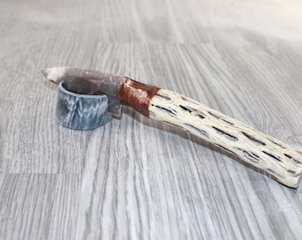 Cholla Cactus Wood Handle Stone Blade Ornamental Knife #8264    Mountain Man Knife