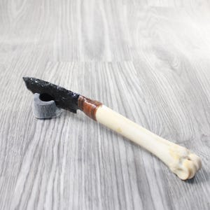 Deer Bone Handle Obsidian Blade Ornamental Knife #7558  Mountain Man Knife
