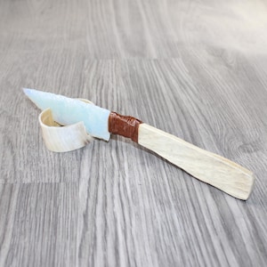Moose Antler Handle Opalite Blade Ornamental Knife #9263     Mountain Man Knife