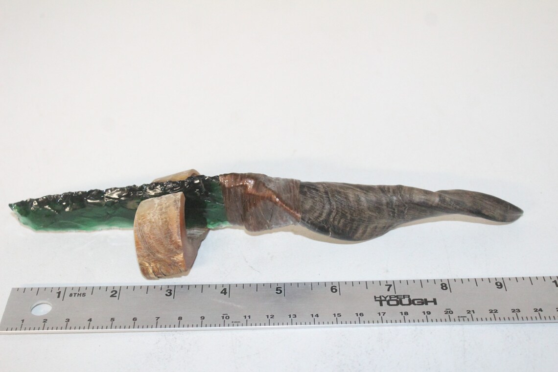 Goat horn handle knife with glass blade 299 Ornamental Etsy