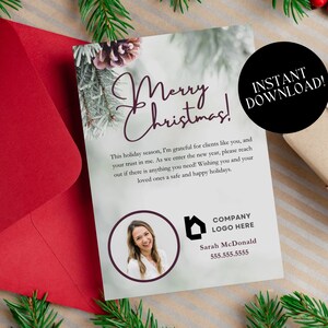 Lindos cartões de Natal para clientes, cartão de agradecimento para corretor imobiliário, cartão de Natal para corretor imobiliário, 4x6 - Download instantâneo - Editar no Canva - SKU031