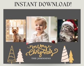 Christmas Trees Card Template, Holiday Card Template, Photo Card Template, Merry Christmas card template, Christmas Photo Card Template