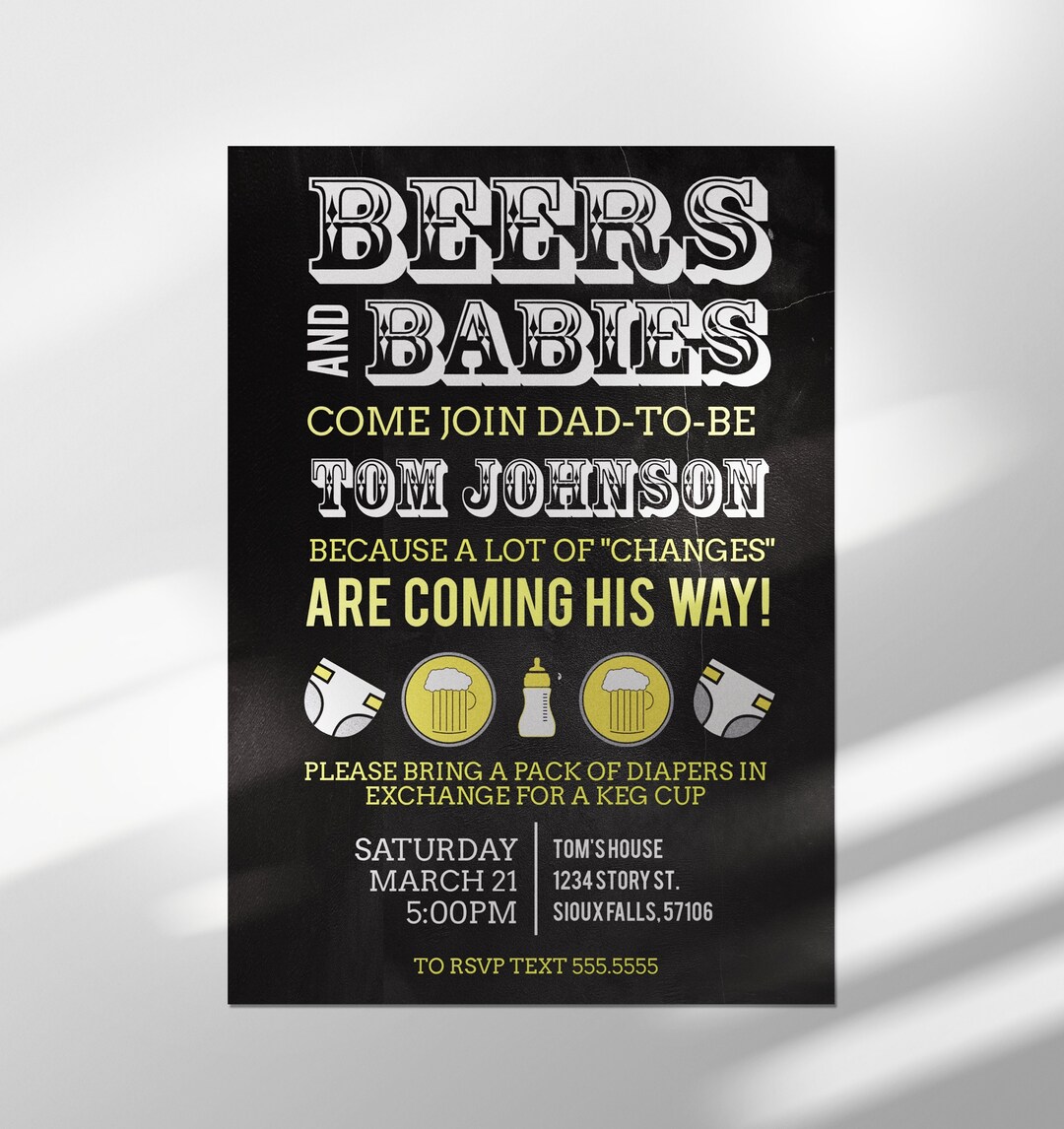 Easily Customizable Diaper Keg Invitation 5x7 Beers and Etsy