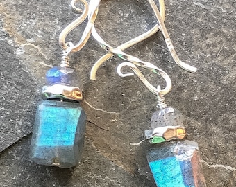 Labradorite earrings with sterling silver.