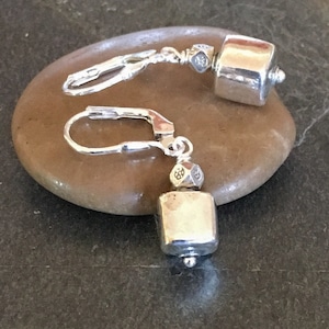 Sterling silver earrings, cube earrings, Bronze Leaf Studio