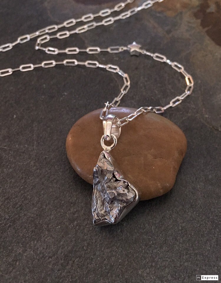Collar de meteorito en plata de primera ley meteorito | Etsy