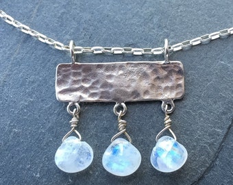 Moonstone necklace in sterling silver, pendant necklace