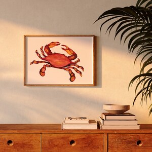 Blue Crab, coastal, Maryland, nautical, large watercolor wall art print, Crab Art, Crab Print image 7