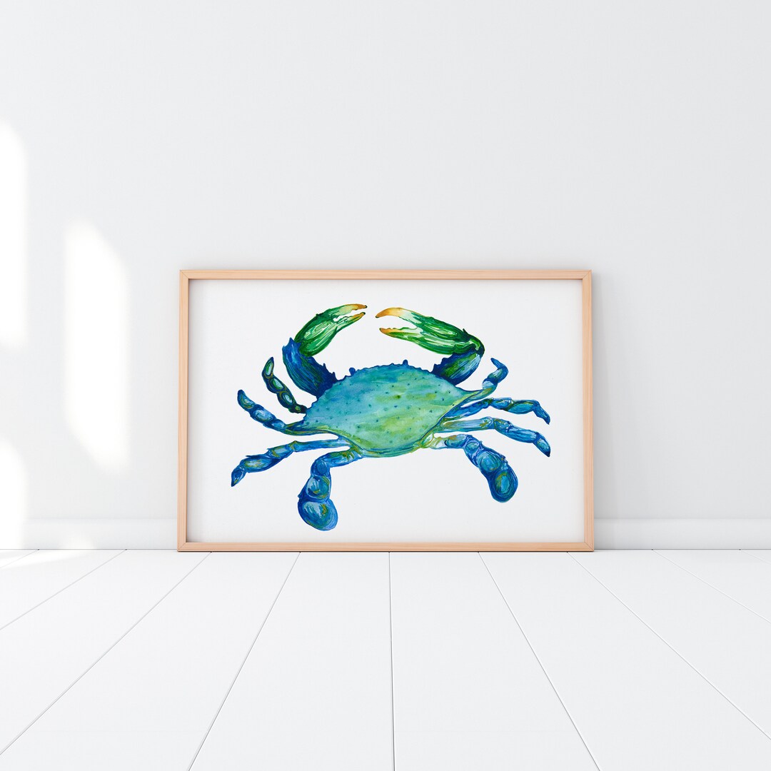 Maryland Blue Crab Art Print Blue Crab, Coastal, Maryland, Nautical, Large Watercolor Wall Art ...
