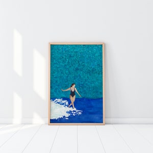 Surfer Girl Art, Surf Prints, Cali girl, Surfer Girl Decor, Surfer Girl Poster, Surfer Girl Print, Surfers Art Print, California Surf Art