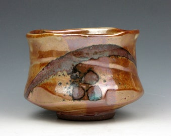 Cup - Yunomi - Large - Tea Bowl - Whiskey - Wine - Whatever - Shino - Stoneware - 12 oz.  - 3" x 4" x 4" - Goneaway Pottery - (Y3594)