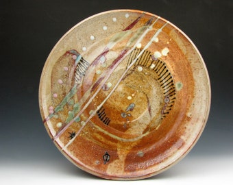 Plate - Platter - Dish - Abstract  - Decorated - 1" x 12.5" x 12.5" - Goneaway Pottery - (P5747)