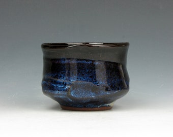 Blue Tea Bowl - Yunomi - Tea - Coffee - Whiskey - Wine - Whatever - Stoneware - Cup - 5 oz. - 2.5 x 3 x 3 - Goneaway Pottery - (Y5148)