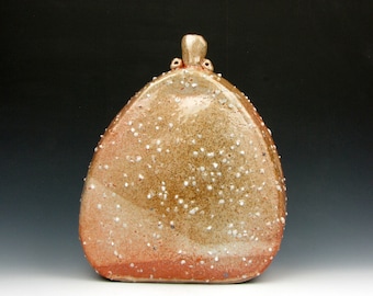 Extra Large Flask - Vase - With Feldspar Inclusions - 11" x 9" x 3" - Goneaway Pottery - (FL3798)