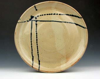 Dinner Plate - Tan and Black - Handmade - 1" x 11" x 11" - Goneaway Pottery - (P0786)