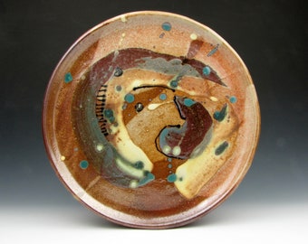 Plate - Platter - Dish - Shino - Stoneware - Decorated - 1" x 11.5" x 11.5" - Goneaway Pottery - (P1537)