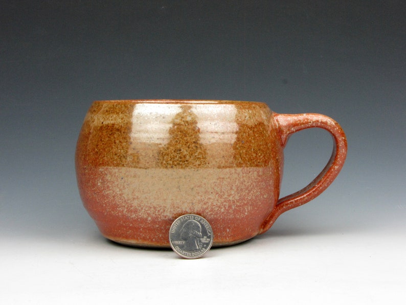 Huge Mug Shino Gold Luster Shino Coffee Tea Soup Cup 3.5 x 6.5 x 5 19 oz Goneaway Pottery M3161 image 2