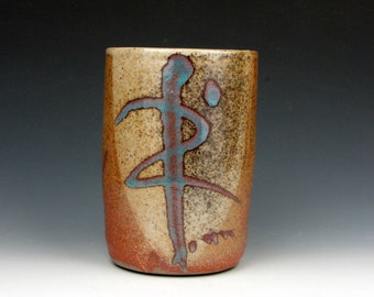 Vase - Altered - Gold Luster Shino -Shiny - Dancing Figure - Ceramic - 6" x 3.5" x 3.5" - Goneaway Pottery - (VA3863)