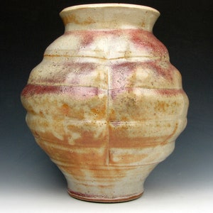 Vessel with Ridges Shino Vase Shiny Multi-colored Gold Luster Shino 8.5 x 7.5 x 7.5 Goneaway Pottery V5636 image 1